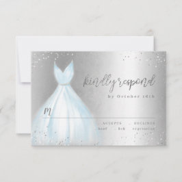 Elegantes silberblaues Kleid quinceañera UAWG RSVP Karte