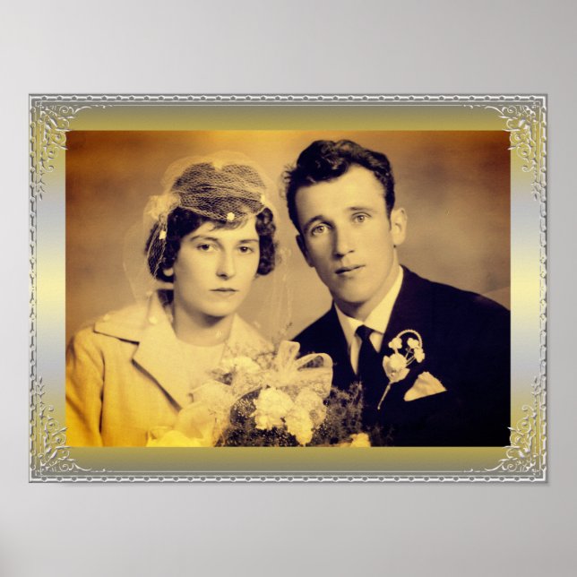 Elegantes silberfarbenes Foto Poster (Vorne)