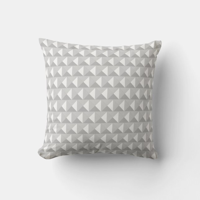 Elegantes silbergraues und weißes Diamantmuster Kissen (Vorderseite)