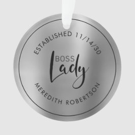 Elegantes silbermetallisches Boss Lady etabliertes Ornament