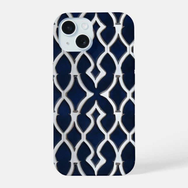 Elegantes Silbermuster iPhone 15 Hülle (Rückseite)