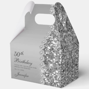 Elegantes Silbernes 50. Geburtstags-Dankeschön Geschenkschachtel