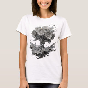 Elegantes silbernes ABSTRACT ART Grafik T-Shirt