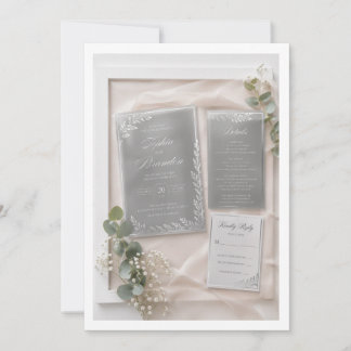 Elegantes silbernes Acryl-Hochzeitseinladungsset Einladung