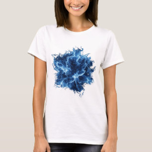 Elegantes Silbernes BLUE FLAME Statement Design T-Shirt