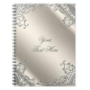 Elegantes silbernes Elfenbein-Beige-Notizbuch Notizblock