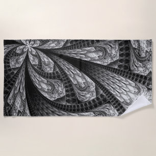 Elegantes silbernes Fraktal-Design Digitalkunst Strandtuch