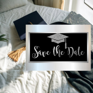 Elegantes silbernes Glitter-Abschluss Save The Dat Date