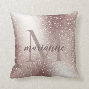 Elegantes silbernes Glitter-Monogramm mit individu Kissen