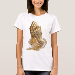 Elegantes Silbernes GOLDENE BETENDE HÄNDE Künstler T-Shirt