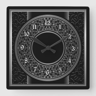 Elegantes silbernes Medaillon Quadratische Wanduhr