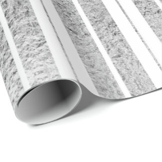 Elegantes silberweiß gestreiftes Weihnachtsfest Geschenkpapier