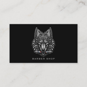 Elegantes Silberwolf-Friseursalon-Logo Hairstylist Visitenkarte