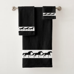 Élégantes silhouettes de chevaux noirs stylisés su