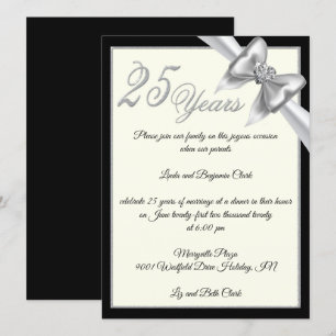 Elegantes Silver 25. Jubiläumsfest Einladung