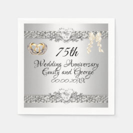 Elegantes Silver 75. Hochzeitspapier Serviette