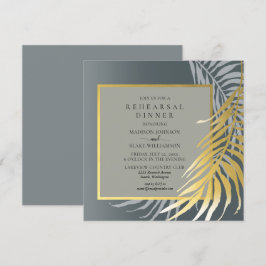 Elegantes Silver and Gold Tropical Probe Dinner Einladung