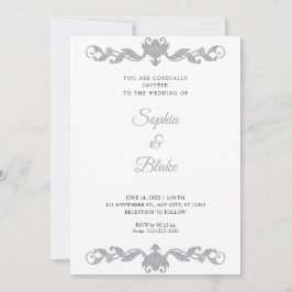 Elegantes Silver and White Art Deco Hochzeit Einladung