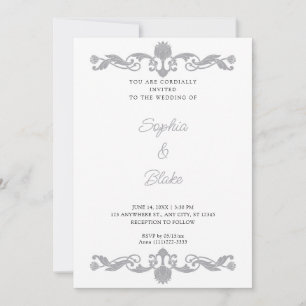 Elegantes Silver and White Art Deco Hochzeit Einladung