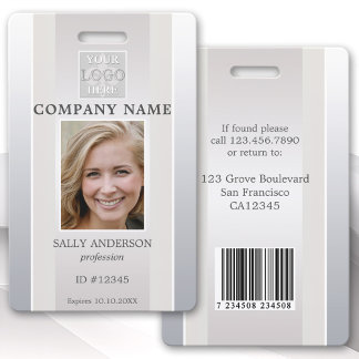 Elegantes Silver Beige Employee Foto ID Abzeichen Ausweis