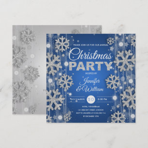 Elegantes Silver Blue Winter Glam Weihnachts-Party Einladung