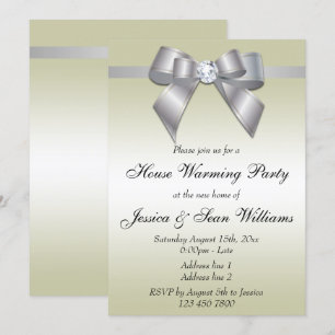 Elegantes Silver Bow House Erwärmung Party Einladung