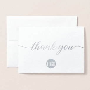 Elegantes Silver Business Logo Danke Foil Folienkarte