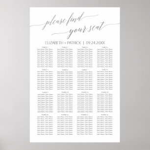 Elegantes Silver Calligraphy Seating Chart Poster