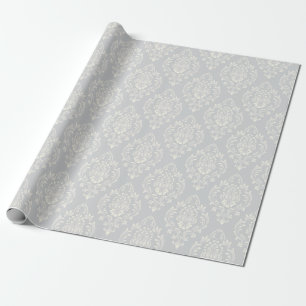 Elegantes Silver Damask Muster Luxus Geschenkpapier