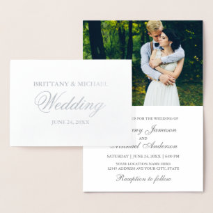 Elegantes Silver Foil Foto Einladung Hochzeit