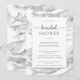 Elegantes Silver Foil Marmor Brautparty Einladung