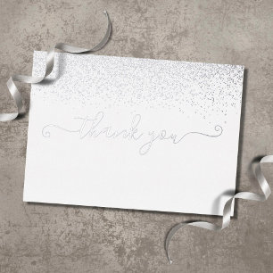 Elegantes Silver Foil Script Dankeschön Card Folieneinladung