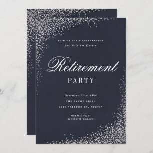 Elegantes Silver Foil Script Retirement Party Einladung