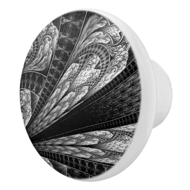 Elegantes Silver Fraktal Design Keramikknauf (Rechts)