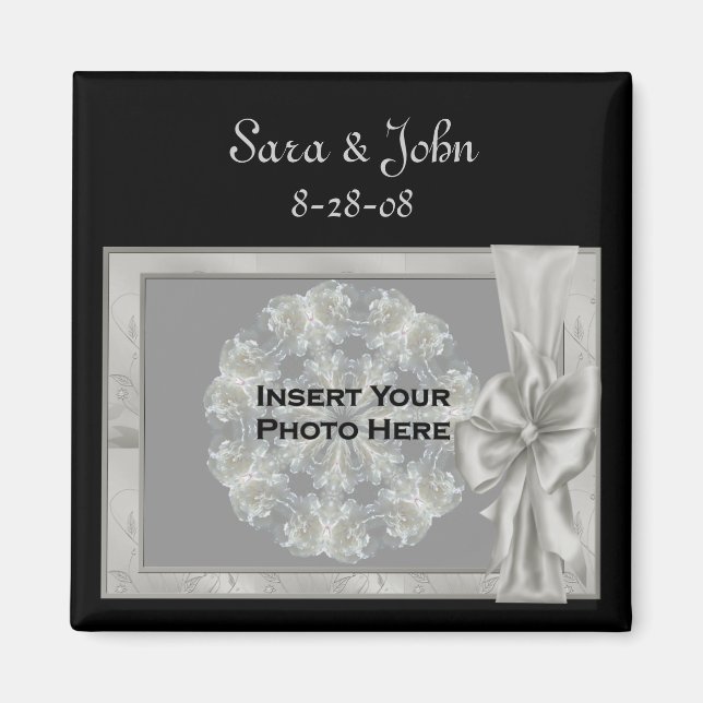 Elegantes Silver Frame Gastgeschenk Hochzeit Foto  Magnet (Vorne)