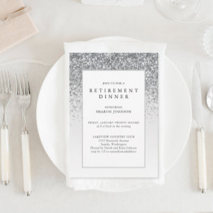 Elegantes Silver Glitzer Business Retirement Party Einladung