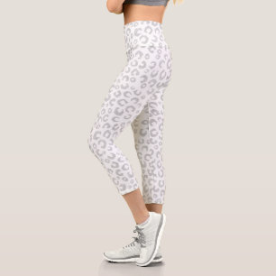 Elegantes Silver Glitzer Leopard Muster Capri Leggings