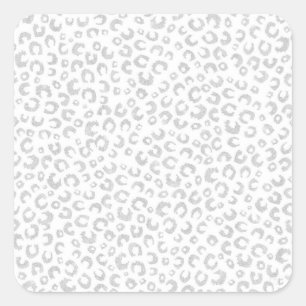 Elegantes Silver Glitzer Leopard Muster Quadratischer Aufkleber