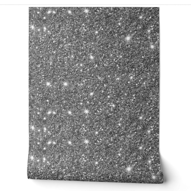 Elegantes Silver Glitzer Sparkle Muster Tapete (Abrollen)