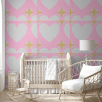 Elegantes Silver Gold Herz & Half Sterne Grau Pink