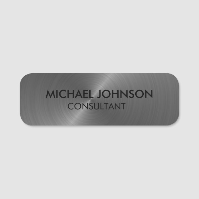 Elegantes Silver Gray Metallic Beruflich Business Namensschild (Vorderseite)