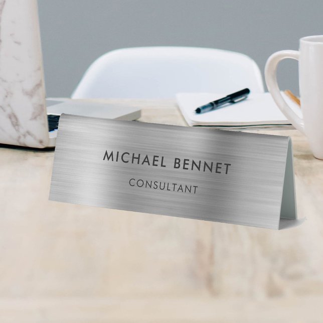 Elegantes Silver Gray Metallic Beruflich Business Tischaufsteller (Von Creator hochgeladen)