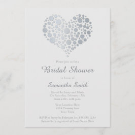 Elegantes Silver Heart Light Gray Brautparty Einladung