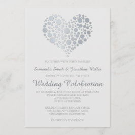 Elegantes Silver Heart Light Gray Wedding Einladun Einladung