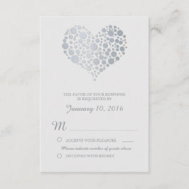 Elegantes Silver Heart Light Gray Wedding RSVP Karte