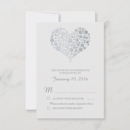 Elegantes Silver Heart Light Gray Wedding RSVP Karte