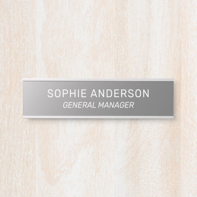 Elegantes Silver Individuelle Name-Jobzeichen Türschild (Vorderseite )