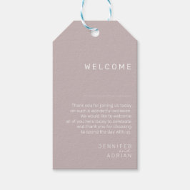 Elegantes Silver Pink Minimal Wedding Willkommen Geschenkanhänger