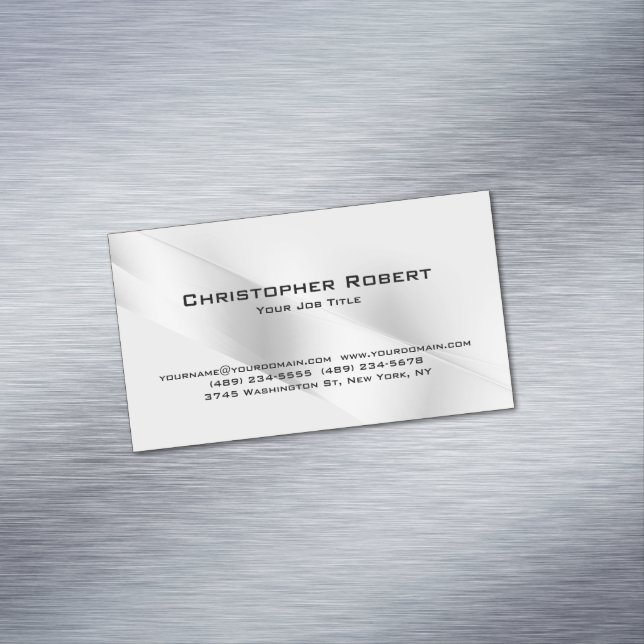 Elegantes Silver Real Anwesen Magnetische Visitenkarte (Beispiel)