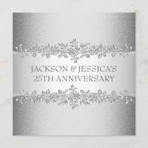 Elegantes Silver Rose 25-jähriges Party Einladung